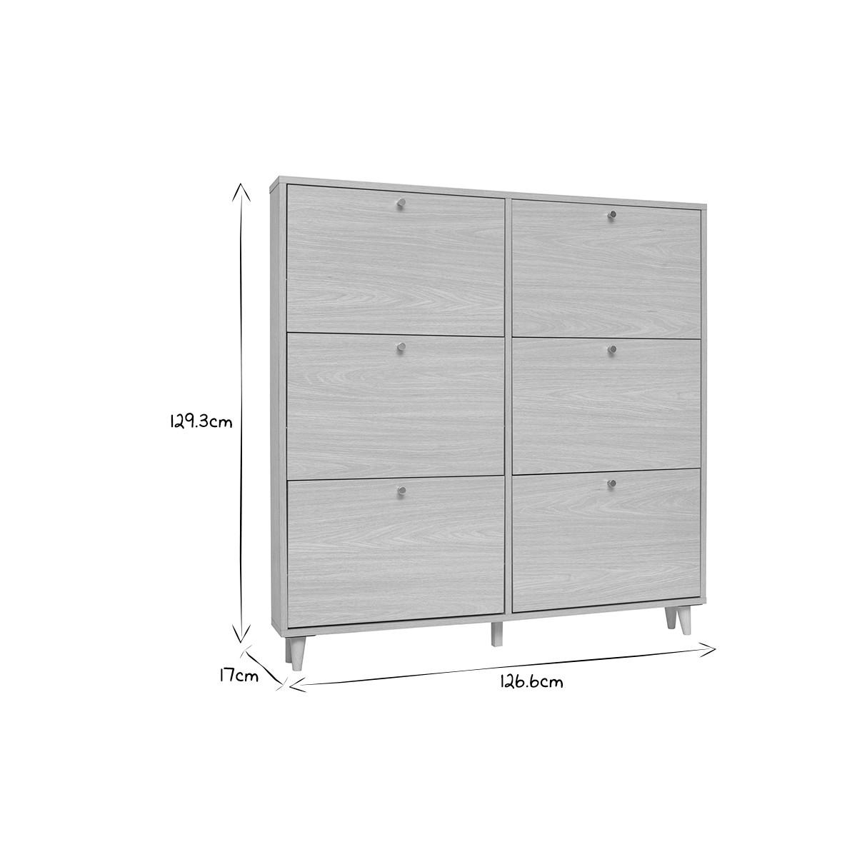 SCHUHSCHRANK Helles Holzdekor Eiche B126 cm SILVESTRE - Eiche Bianco, Holz (17/129.3/126.6cm) - Miliboo