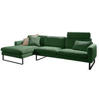ECKSOFA RICARDA Smaragdgrün Cord - Smaragdgrün/Schwarz, Textil/Metall (298/154cm) - KAWOLA