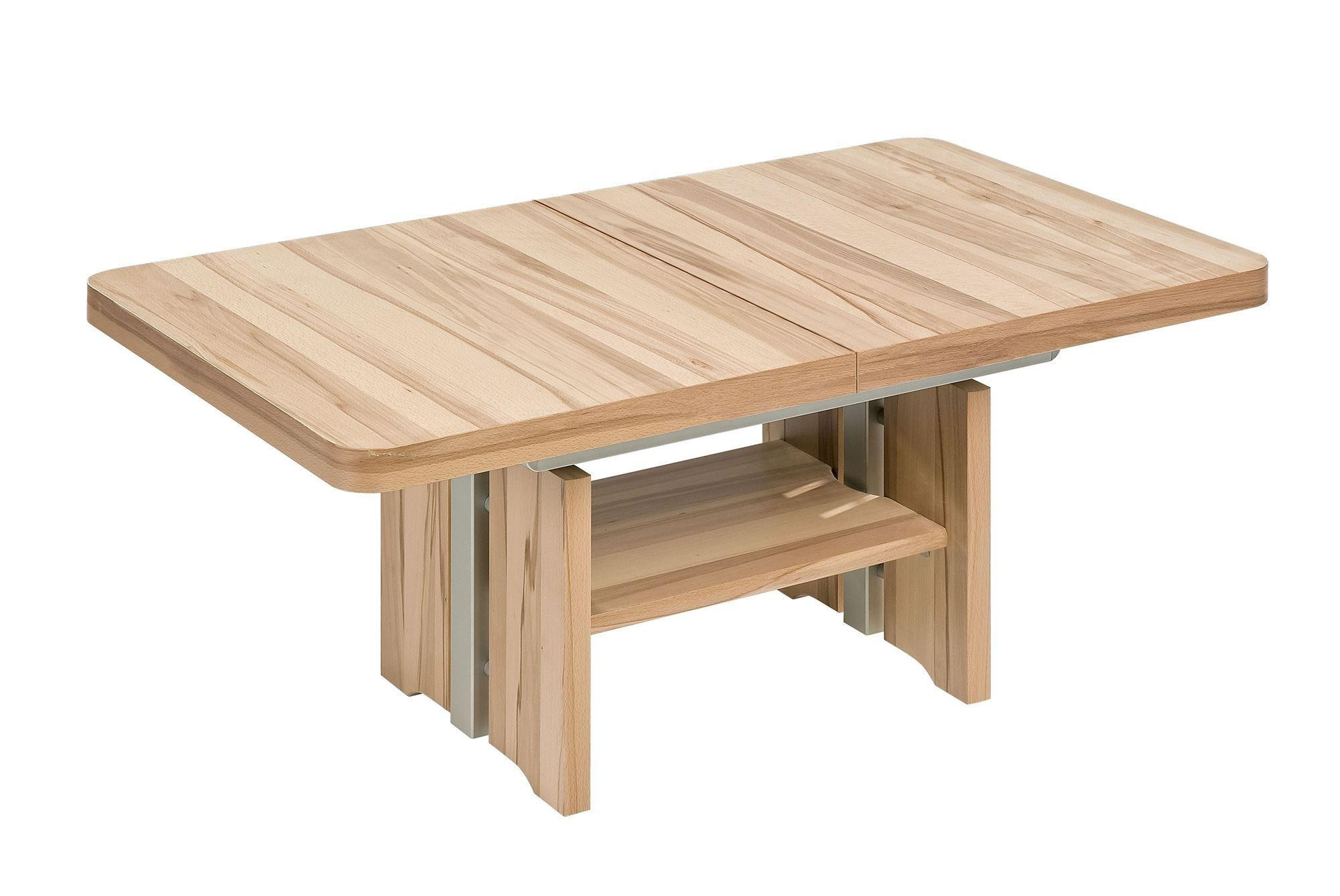 FUNKTIONSTISCH Carley höhenverstellbar und ausziehbar 130(170,210) x 80 x 56-75 Couchtisch massiv Kernbuche - Braun, Holz (130/80/56cm) - 58aufmkessel