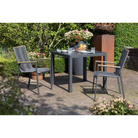 GARTENMÖBELSET Diningsessel Alicante anthrazit mit Tisch Tarifa 90x90cm - Grau, Metall - Mr. Deko