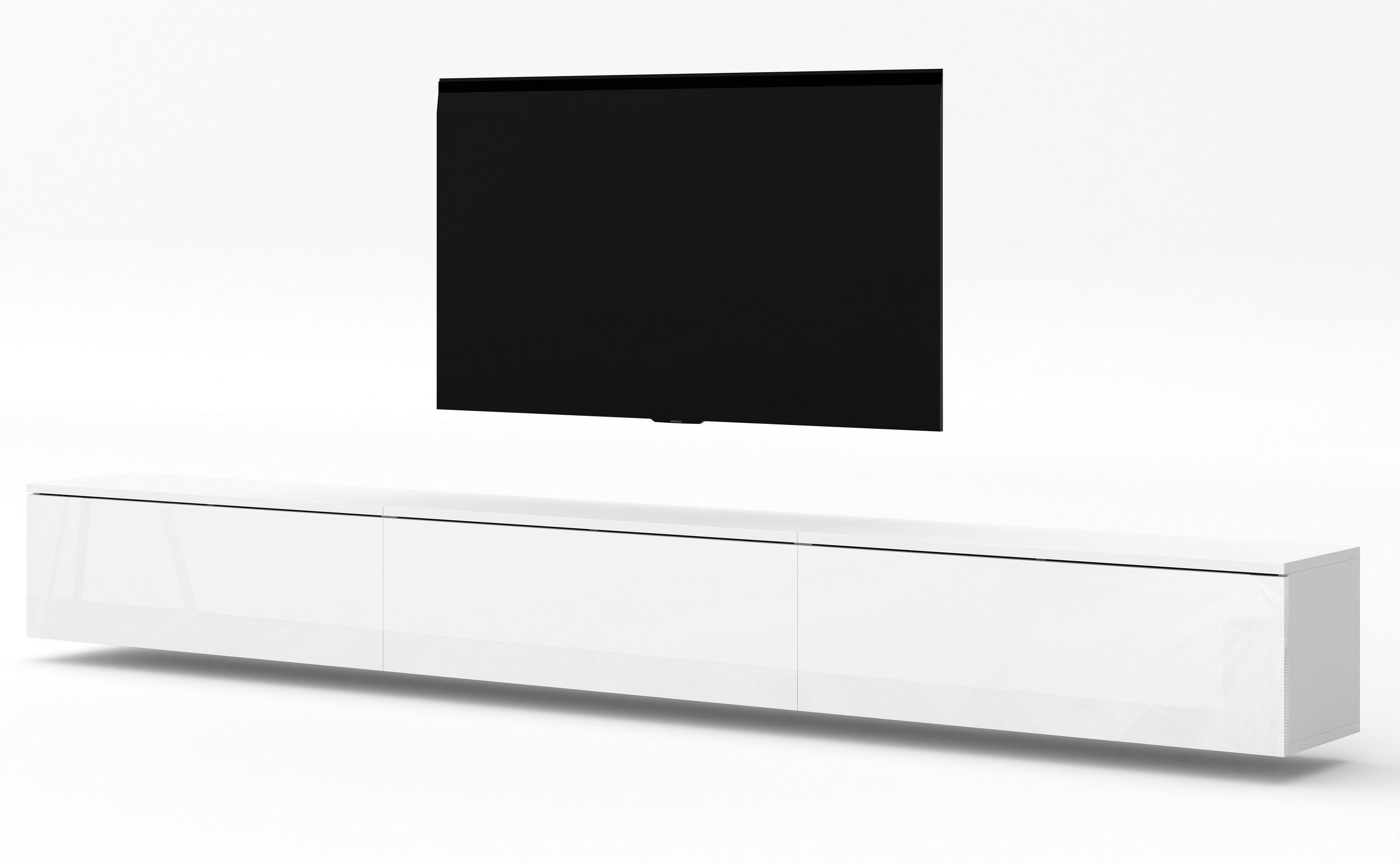 LOWBOARD Loriano 3x100 Weiß Matt, Hochglanz 300/34/32 cm – TV Bank - Weiß, Holzwerkstoff/Kunststoff (300/34/32cm) - AX Living