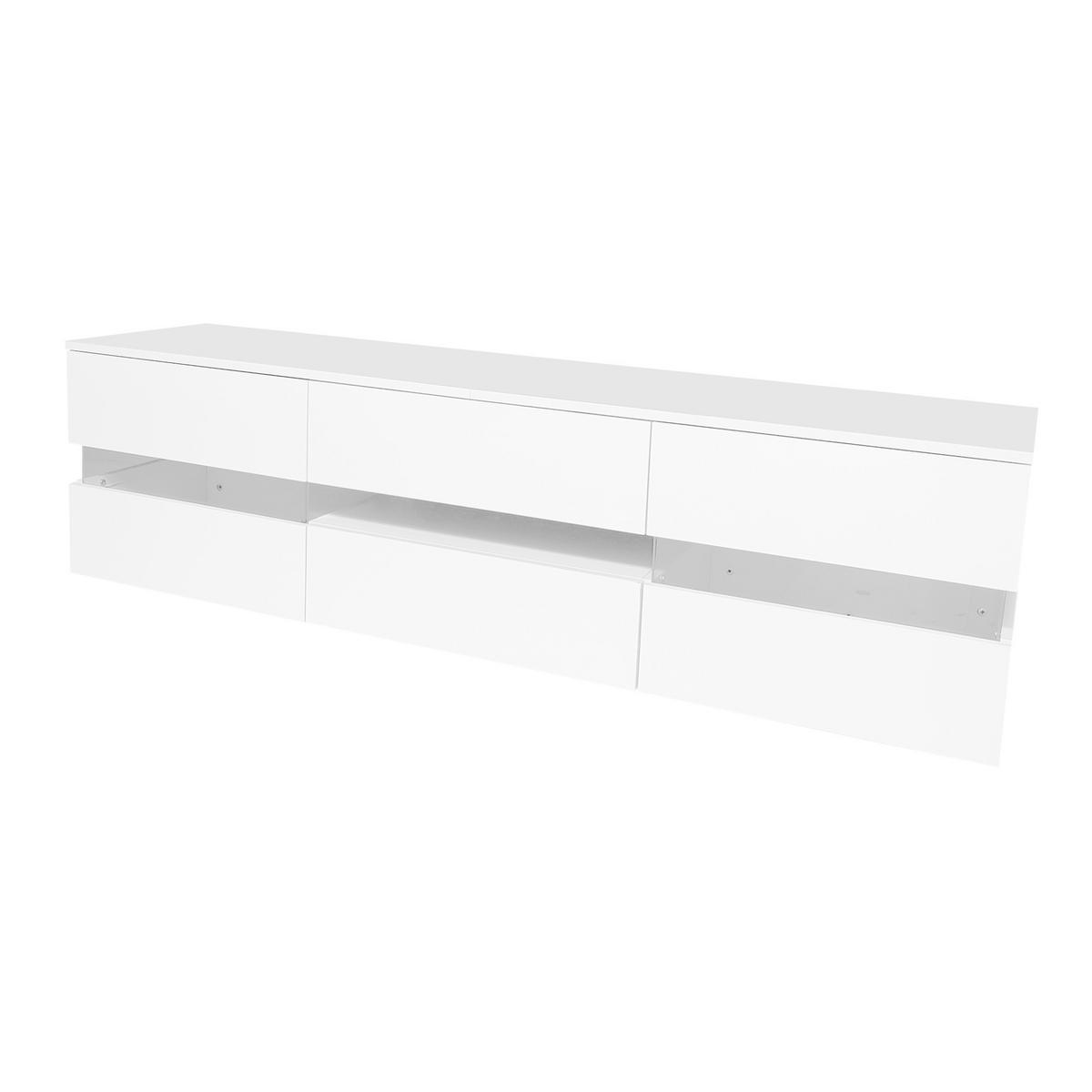 TV-SCHRANK 160/39/45 cm weiß Hochglanz mit LED-Beleuchtung 2 Türen und 1 Schublade - Weiß, Holzwerkstoff (160/45/39cm) - OKWISH