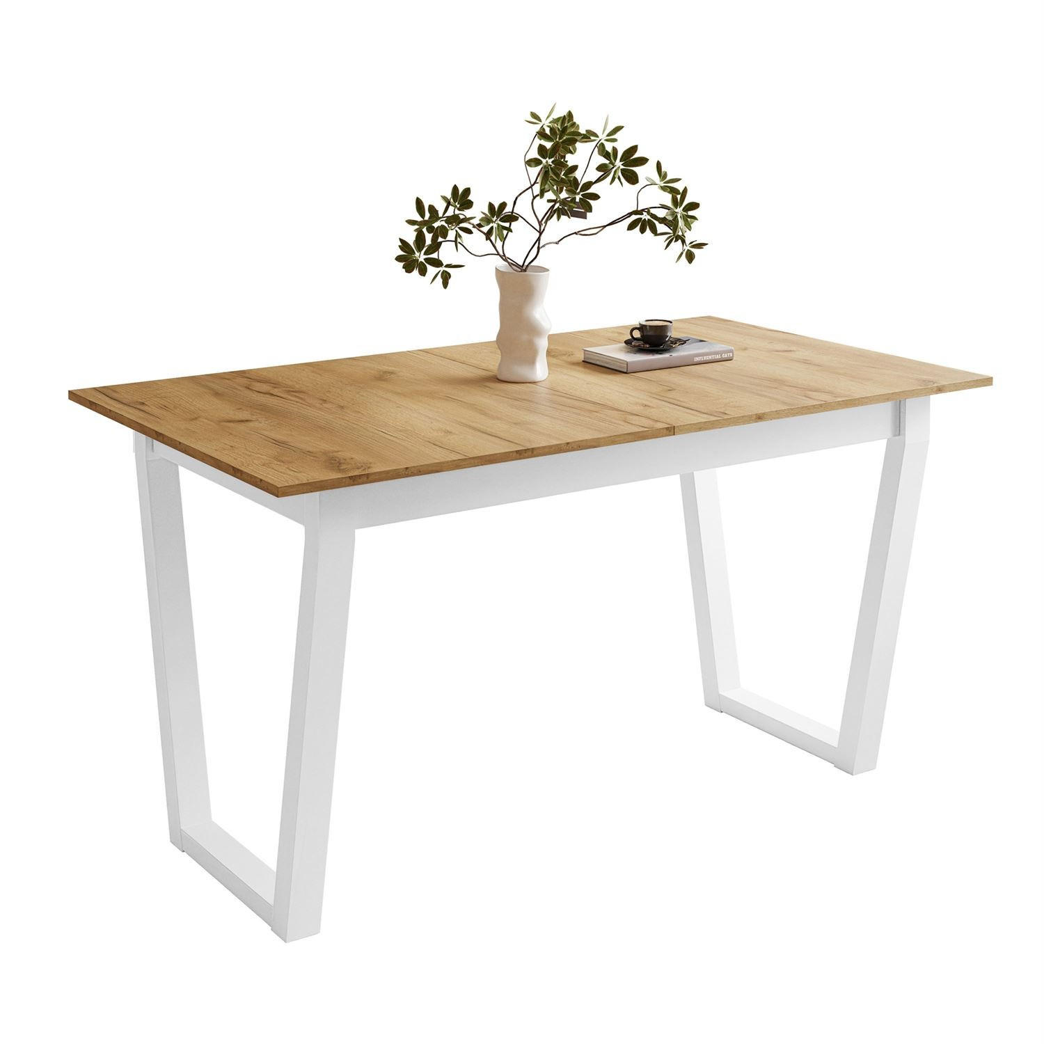 ESSTISCH ARTON II ausziehbarer Tisch 140-195 cm für 6-8 Personen - Eichefarben/Weiß, Holzwerkstoff/Metall (140/80/77cm) - Lookway