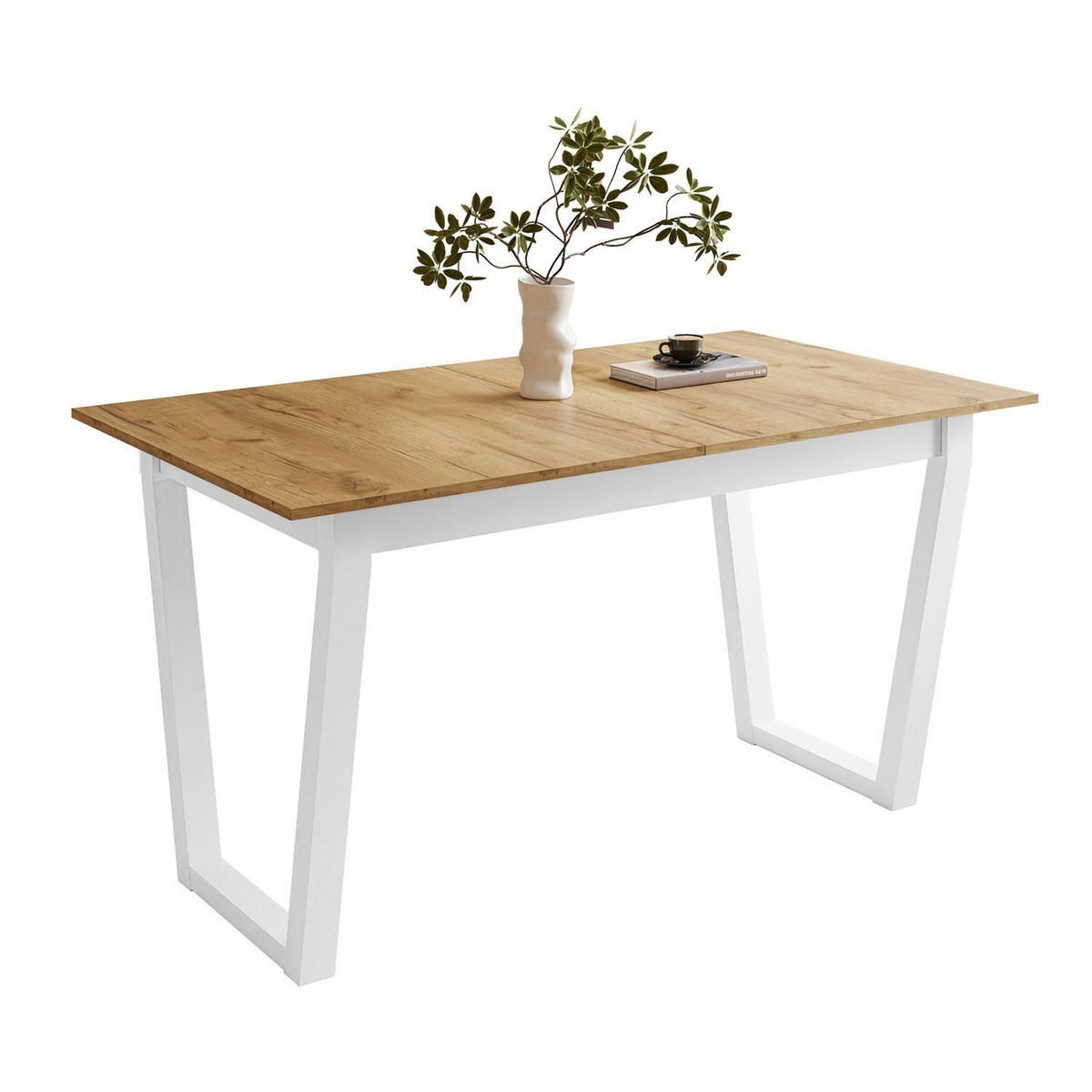ESSTISCH ARTON II ausziehbarer Tisch 140-195 cm für 6-8 Personen - Eichefarben/Weiß, Holzwerkstoff/Metall (140/80/77cm) - Lookway