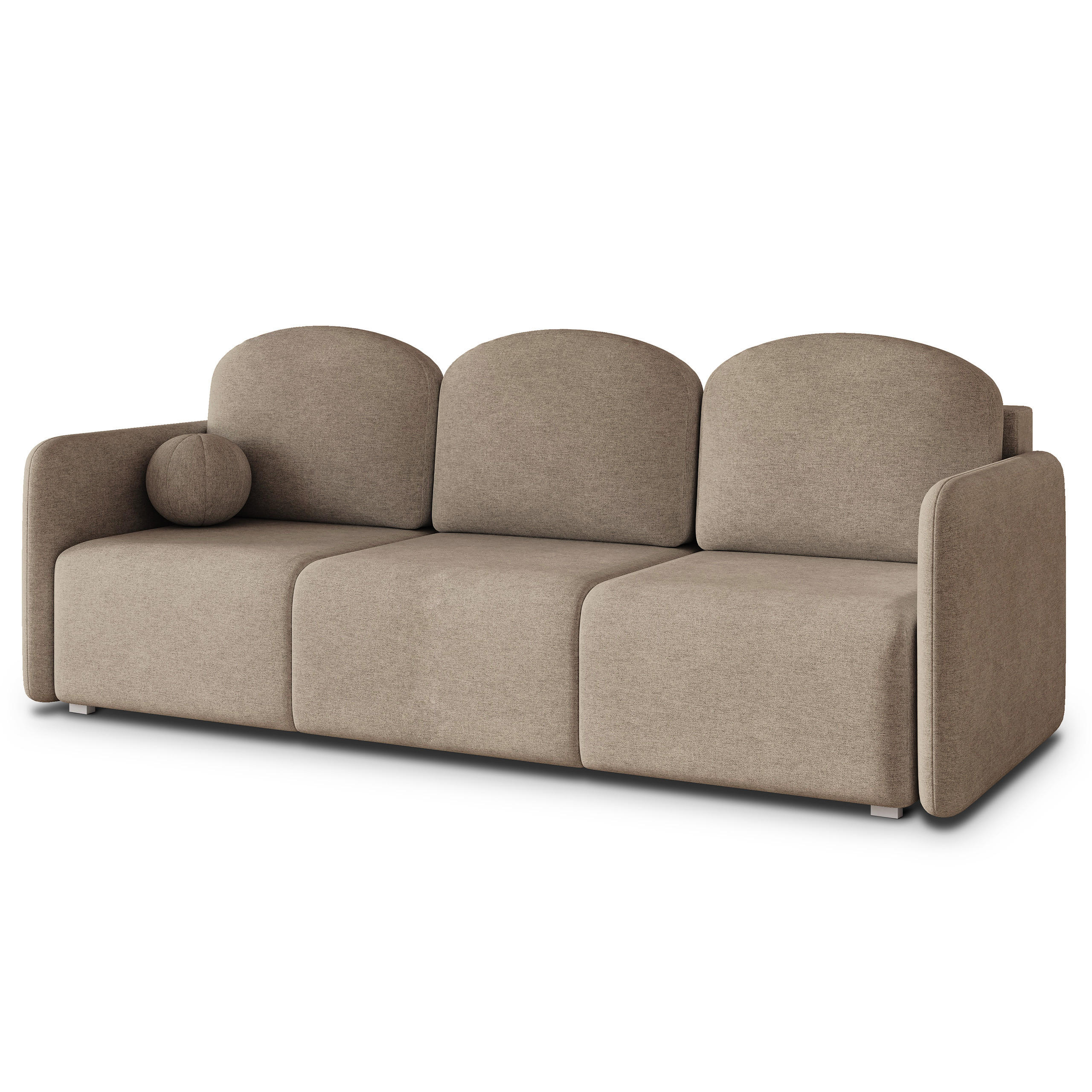 BETTSOFA SUVI III NV Braun Geflochtener Stoff mit Schlaffunktion - Hellbraun, Textil (90/85/220cm) - MASSENO