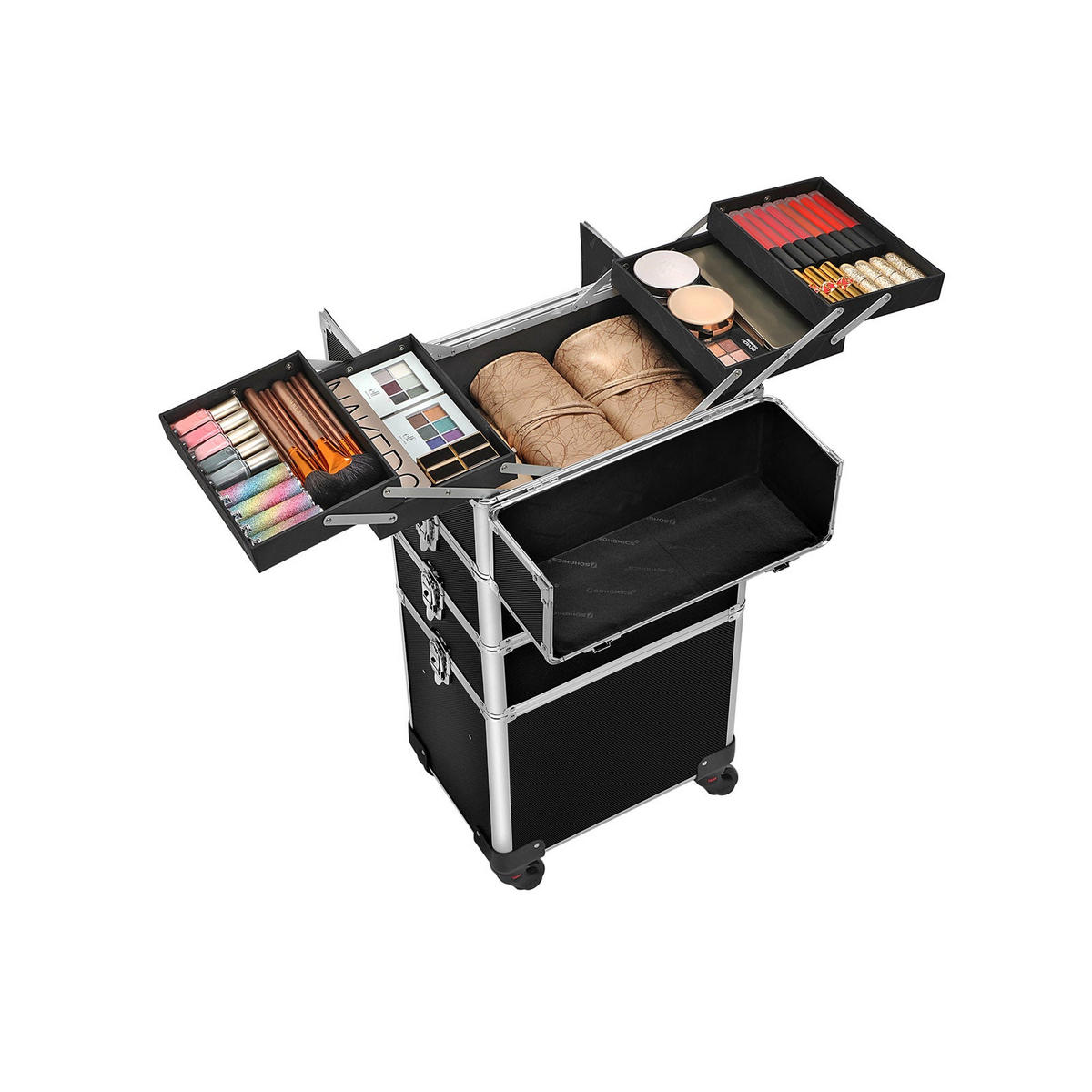 KOSMETIKKOFFER - Schwarz, Holzwerkstoff (25/83/35cm) - Hansiro