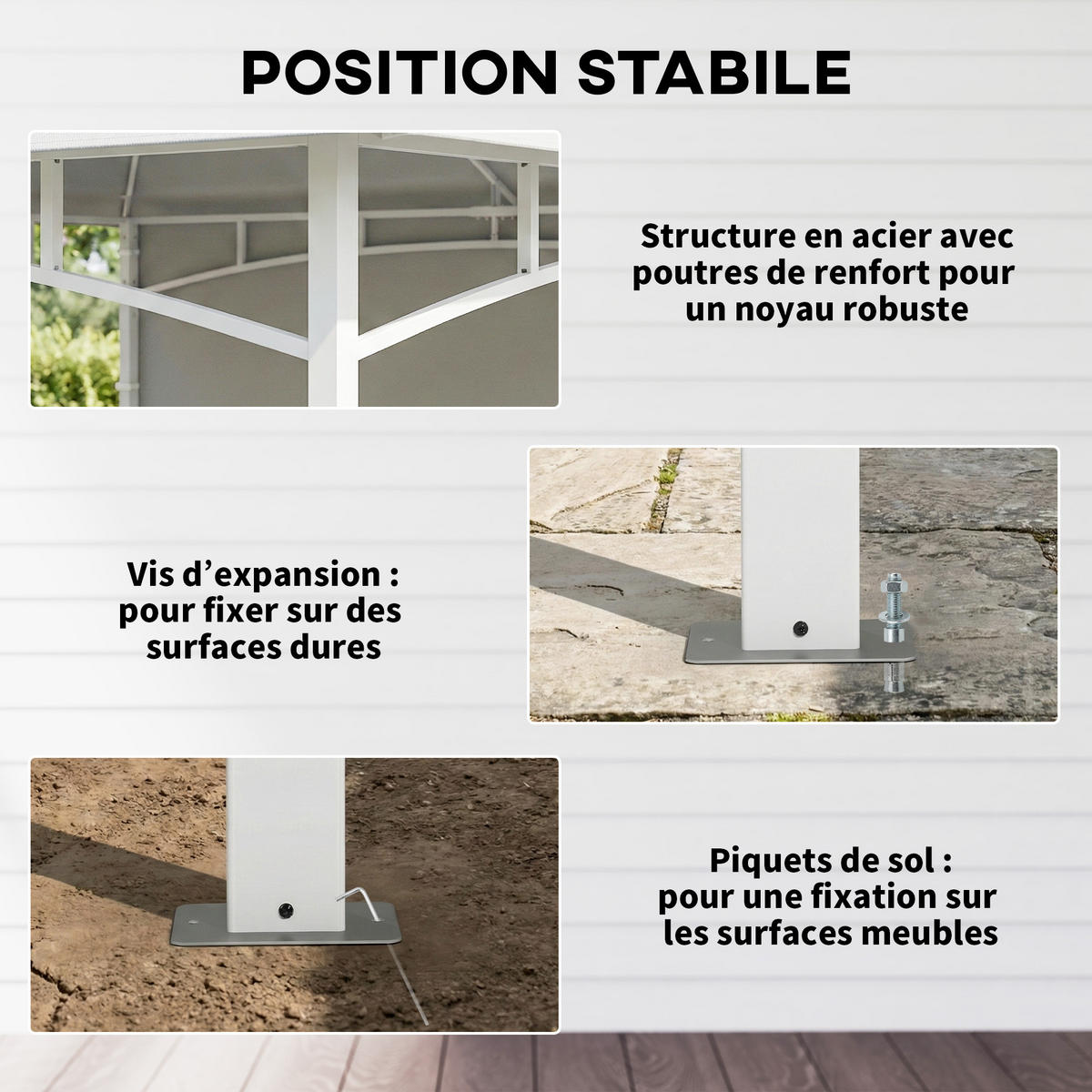 PAVILLON DE-12738 300/300 cm Doppeldach mit 4 Taschen und Haken Creme - Creme, Metall (300/276/300cm) - ComfortXL