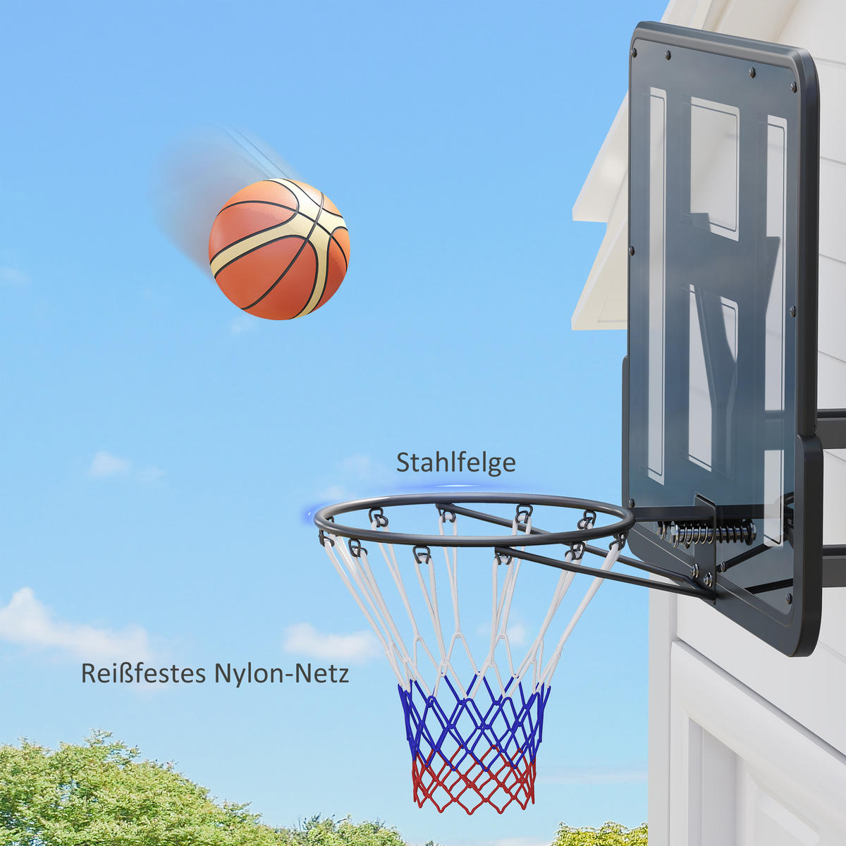 BASKETBALLKORB DE-10353 wandmontiert, wetterbeständig Schwarz - Schwarz, Metall (23/110cm) - ComfortXL