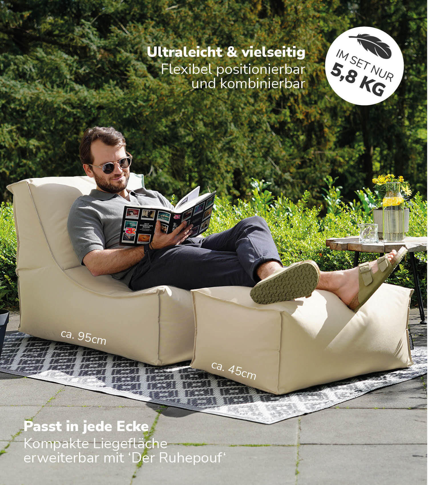 SITZSACK Der Sundowner - Beige, Textil (60/65/95cm) - Mokebo