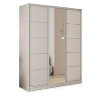 SCHWEBETÜRENSCHRANK PINA 160/205/58 cm 3-türig mit Spiegel und 4 Schubladen Kaschmir - Kaschmir, Holzwerkstoff (160/205/58cm) - MASSENO