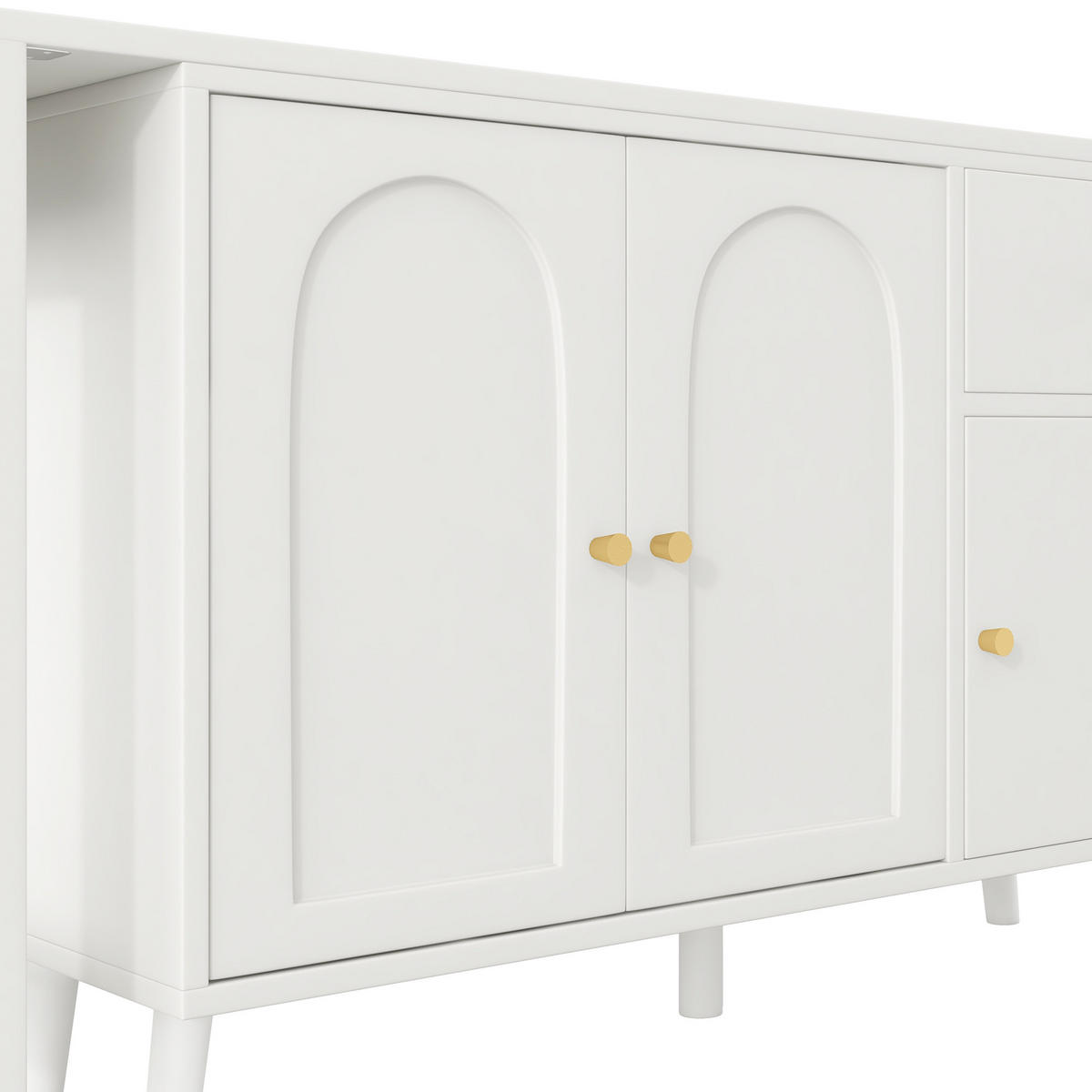 SCHREIBTISCH 2-in-1 360° drehbar 3 Türen 1 Schublade modern - Weiß, Holzwerkstoff (120/40/74.5cm) - FLIEKS