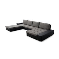 WOHNLANDSCHAFT VERONA U-Form mit Schlaffunktion, Bettkasten und Wellenfederung – Großzügiges Ecksofa 387 cm - Grau, Kunststoff (387/85/213cm) - Wohnideebilder