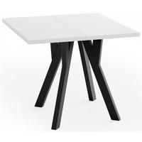 STÔL Clover Štvorcový Rozkladací s Čiernymi Bukovými Nohami – Biely – 100 x 100 / 200 cm - čierna/biela, drevo/kompozitné drevo (100/200/76.5cm) - WFL GROUP