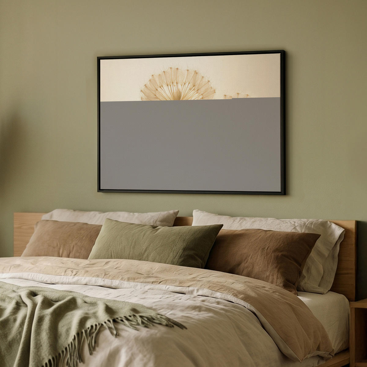 LEINWAND Bilder mit Rahmen - Sonnenlicht - Löwenzahn - Botanisch - Blumen - 80x60 - Creme, Textil (80/60cm) - MuchoWow