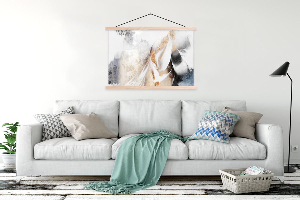 POSTER Luxus - Abstrakt - Gold - Weiß 120x80 cm - Goldfarben, Textil (120/80/0.15cm) - MuchoWow