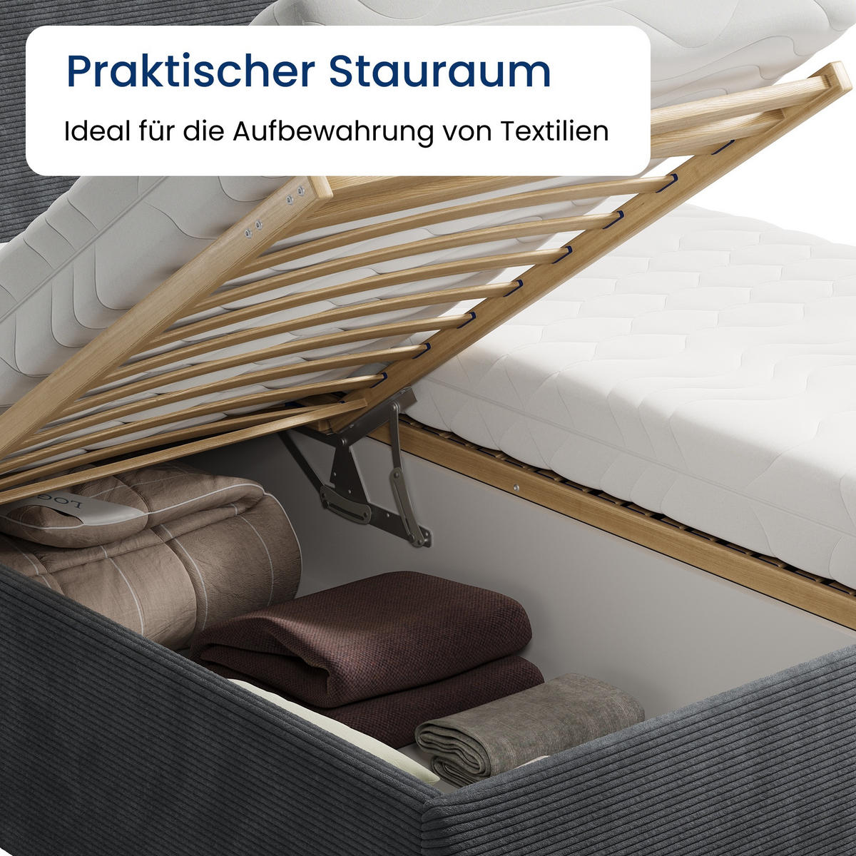 POSLTERBETT 160x200 cm in Anthrazit - Anthrazit, Holzwerkstoff/Textil (160/200cm) - Home Collective