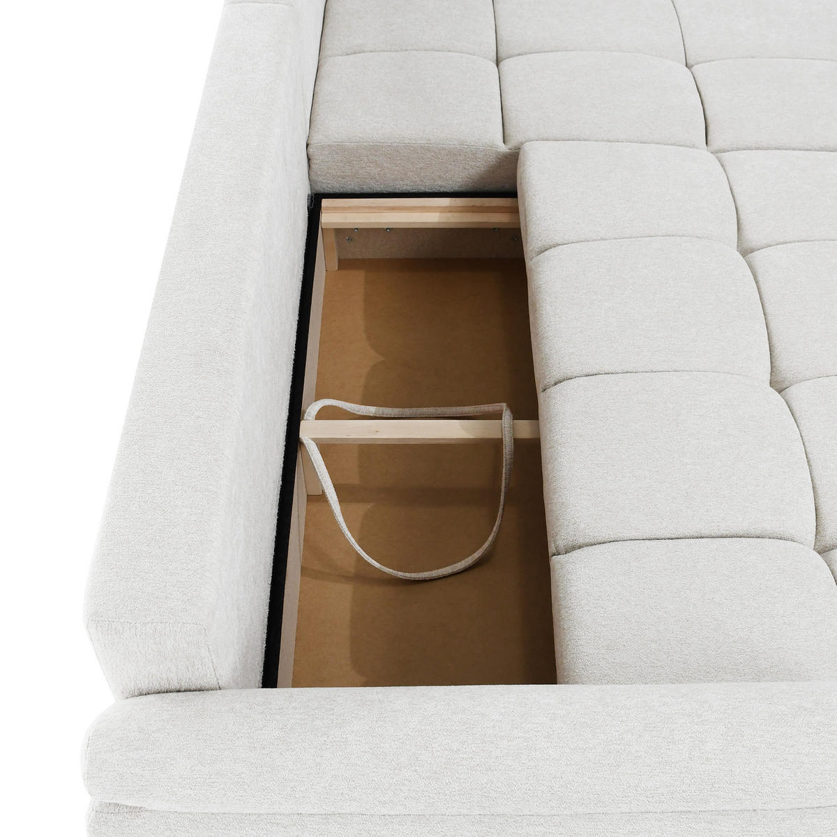 ECKSOFA Massimo, universelle Eckschlafsofa 280 cm mit Schlaffunktion und Bettkasten, Creme - Creme, Textil (283/204cm) - Beautysofa