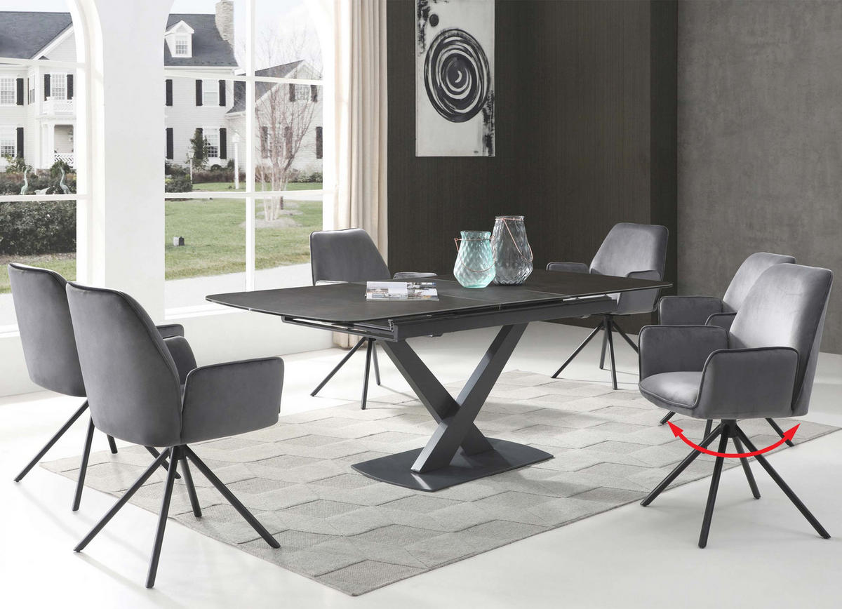 ESSZIMMERSTUHL Anthrazit, Schwarz 6er-Set - Anthrazit/Schwarz, Textil (60/86/60cm) - MCW