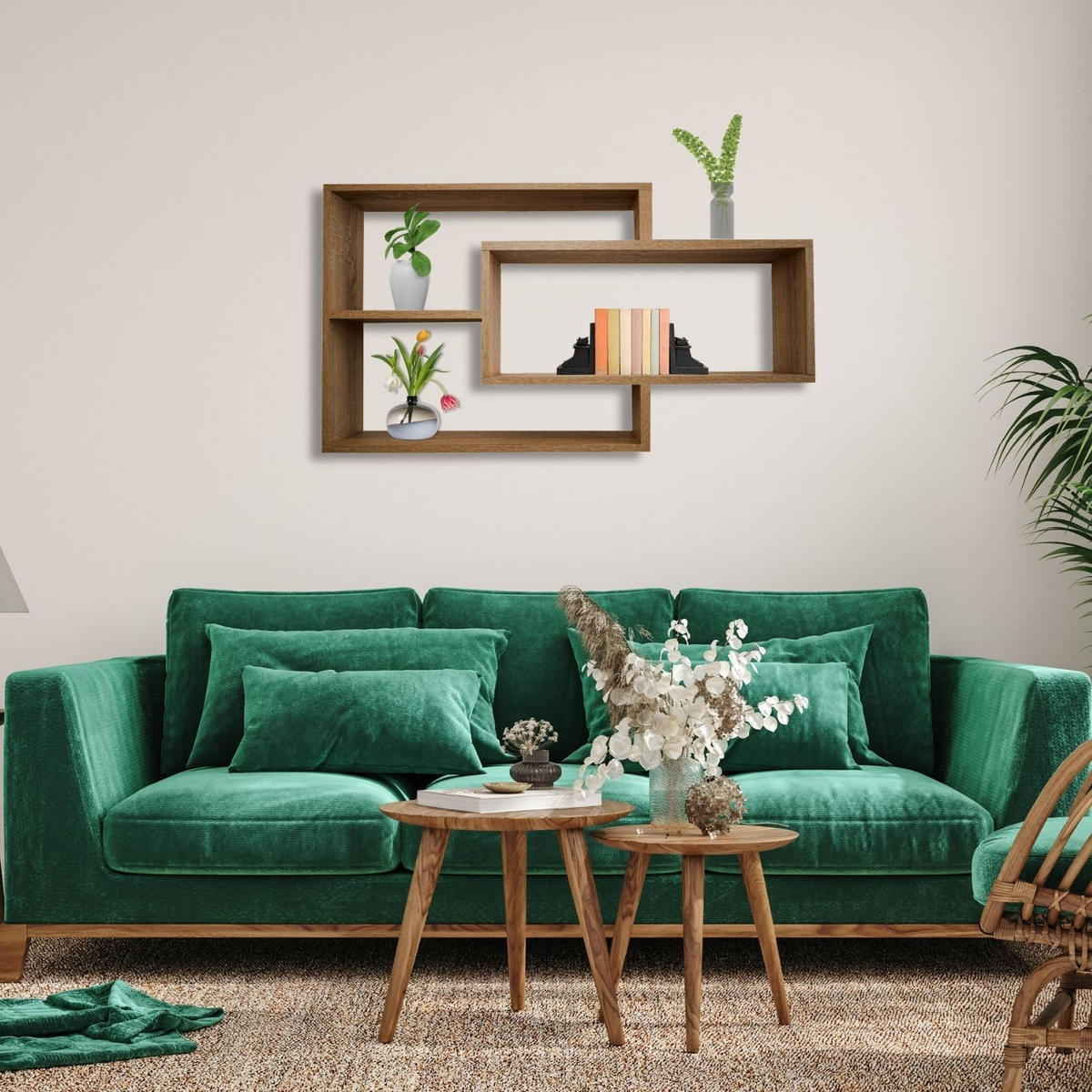 SCHWEBEREGAL KARO Dunkelbraun - Braun, Holzwerkstoff (20/59/104cm) - Mein-Regal