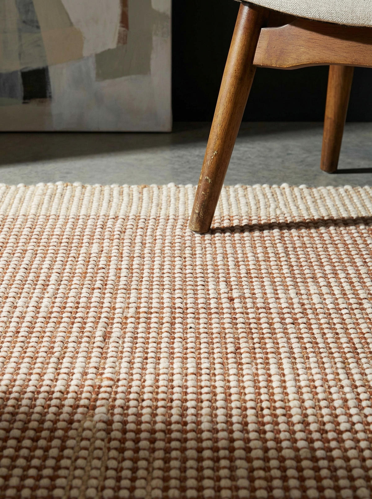 TEPPICH Wolle handgewebt mit Korbmuster Fransen PISA, Terrakotta 120x170 cm - Orange, Textil (120/170cm) - KADIMA DESIGN