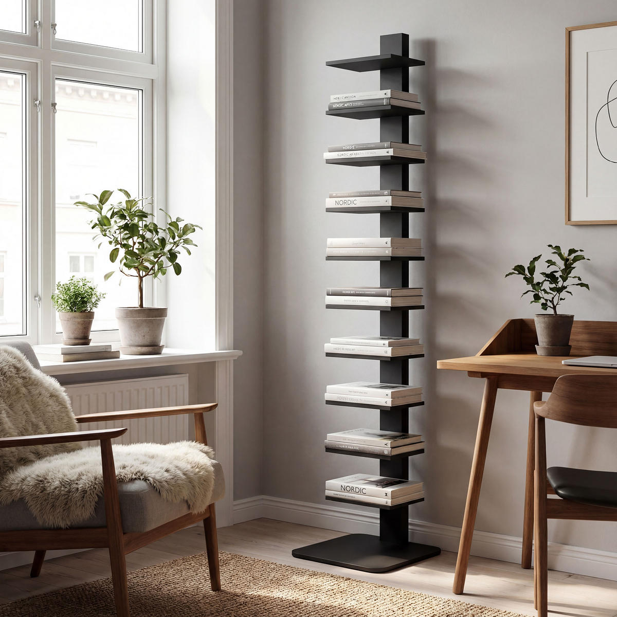 HOCHREGAL,11-STÖCKIG Industriestil 34,5x41,5x163,5cm,schwarz - Schwarz, Holzwerkstoff (41.5/163.5/34.5cm) - Vallsero
