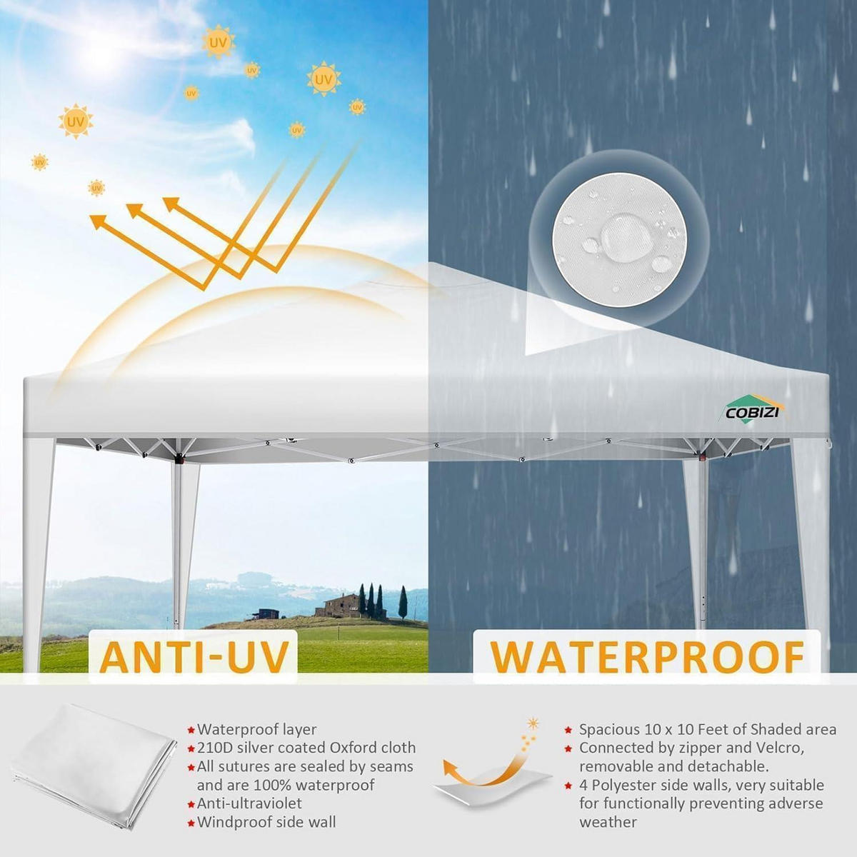 FALTPAVILLON 3x3 m Weiß mit 4 Seitenwänden - Weiß, Textil (300/275/300cm)