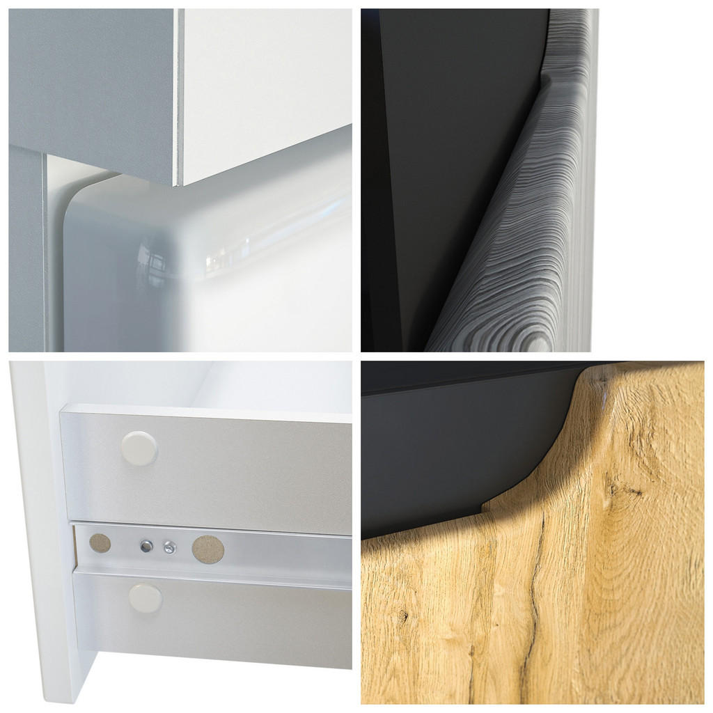 Thumbnail - Vladon Sideboard, Schwarz Hochglanz, Weiß Hochglanz, Holzwerkstoff, 139x72x35 cm, Wohnzimmer, Kommoden & Sideboards, Sid...