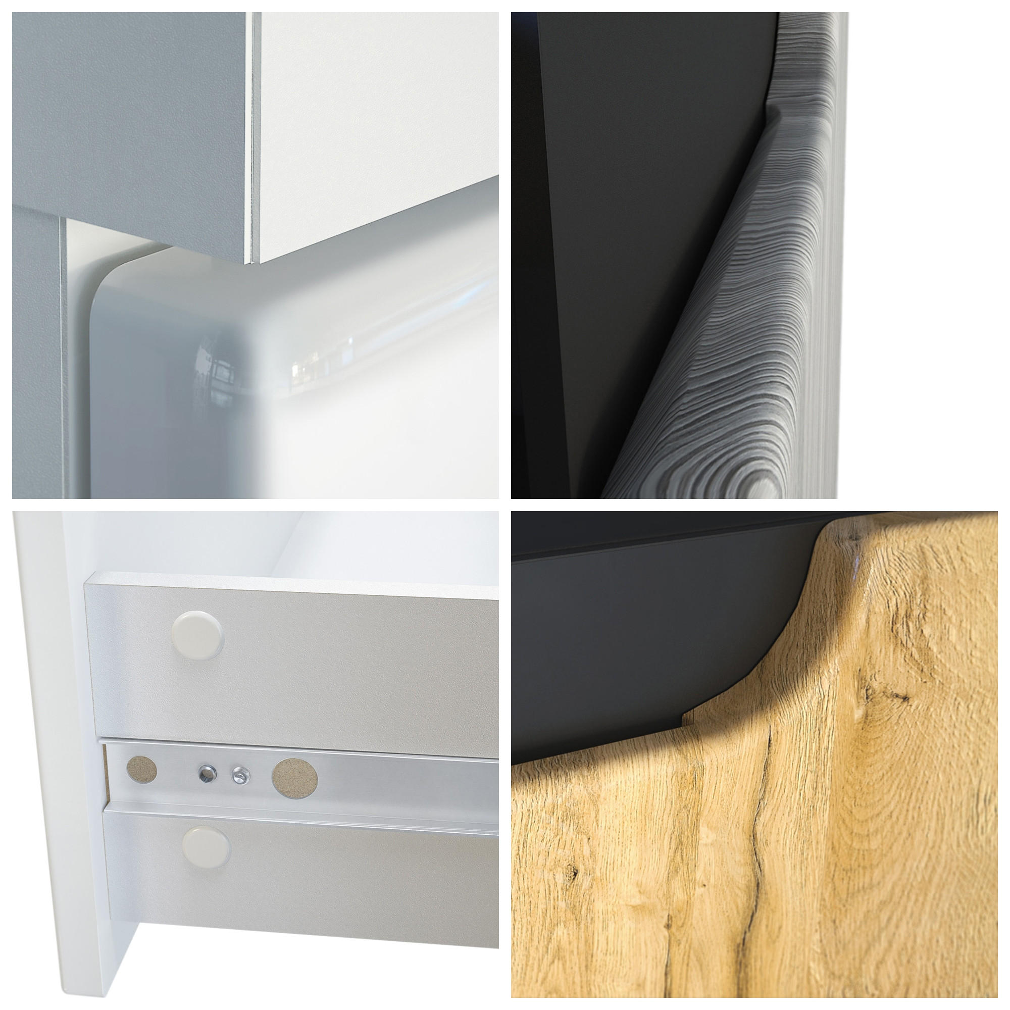 Thumbnail - Vladon Sideboard, Weiß Hochglanz, Schwarz Hochglanz, Holzwerkstoff, 139x72x35 cm, Wohnzimmer, Kommoden & Sideboards, Sid...