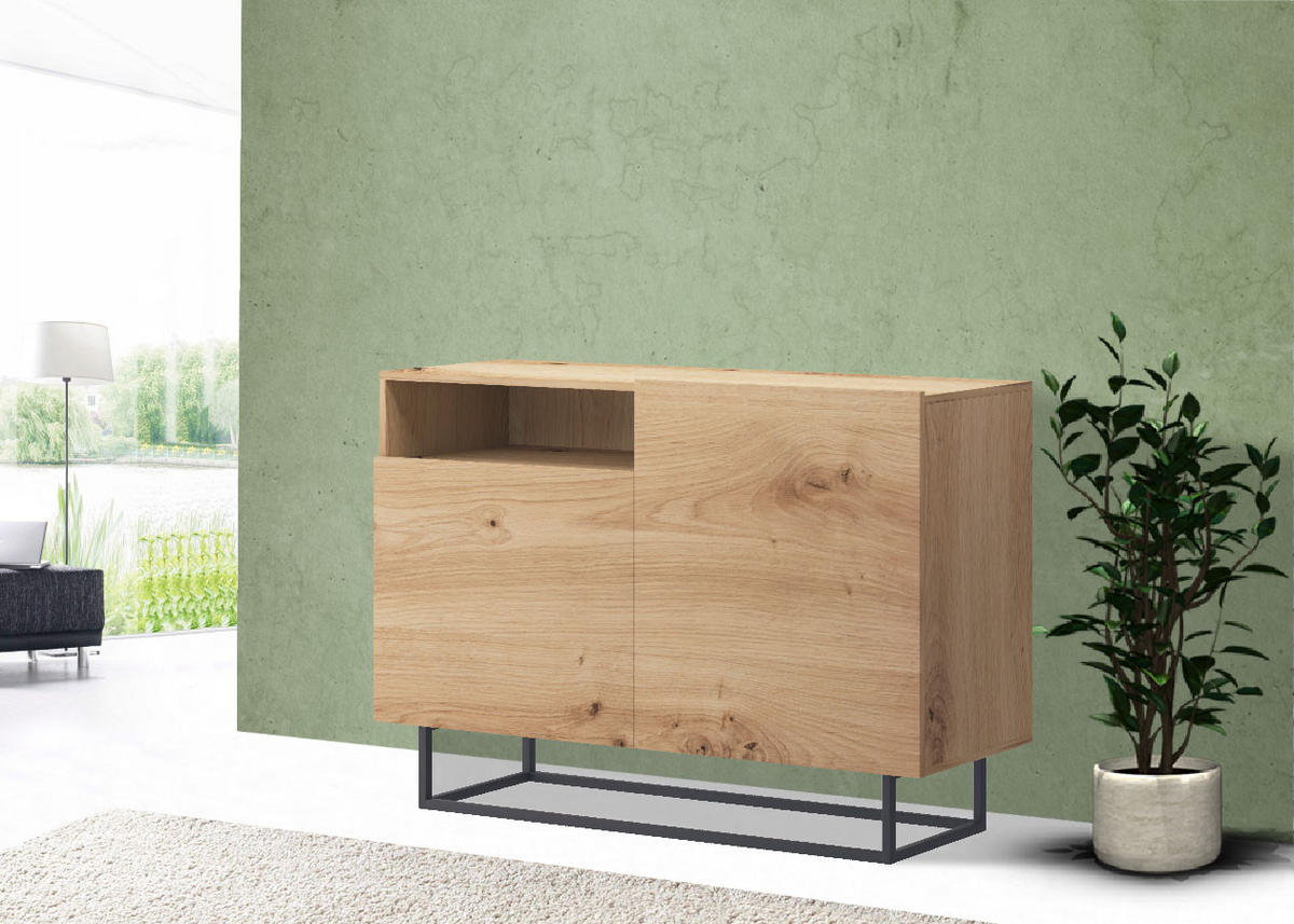 SIDEBOARD Enjoy Artisan Eiche 120 / 37 / 80cm - Eichefarben/Schwarz, Holz/Holzwerkstoff (120/80/37cm) - Feldmann-Wohnen