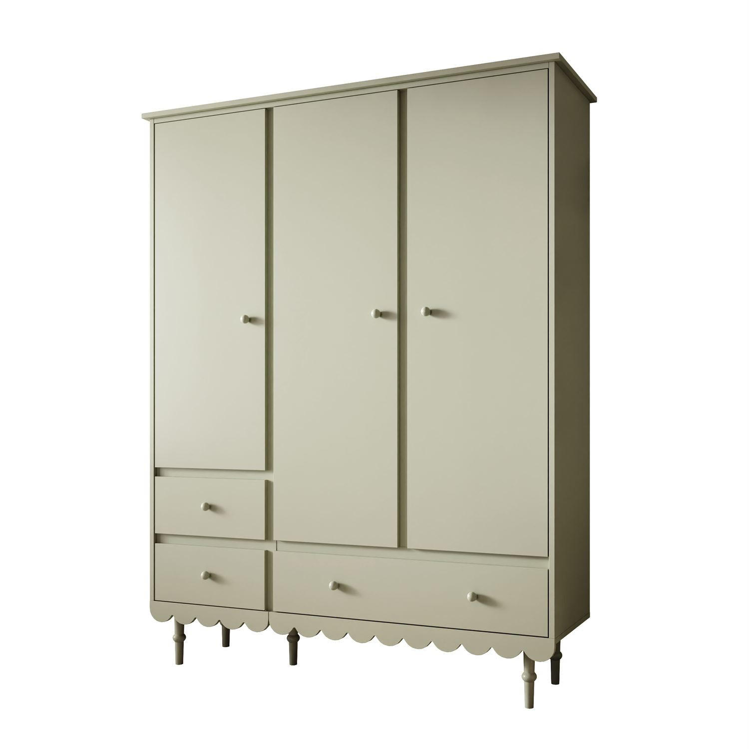 KINDERKLEIDERSCHRANK BABUSHKA – Dreitürig, Olivgrün - Olivgrün, Holzwerkstoff (154/203/50cm)