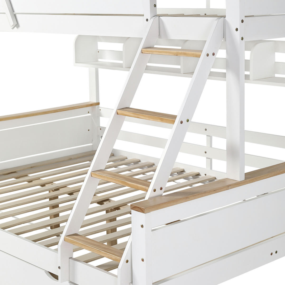 ETAGENBETT Windmühle Weiß+Natur 90x200cm & 140x200cm - Naturfarben, Holz (90/200cm) - ComfortXL