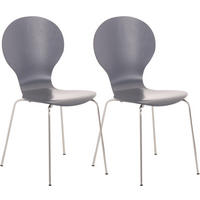BESUCHERSTUHL 2er Set Holz grau - Grau, Holz/Metall (43/86/45cm) - CLP