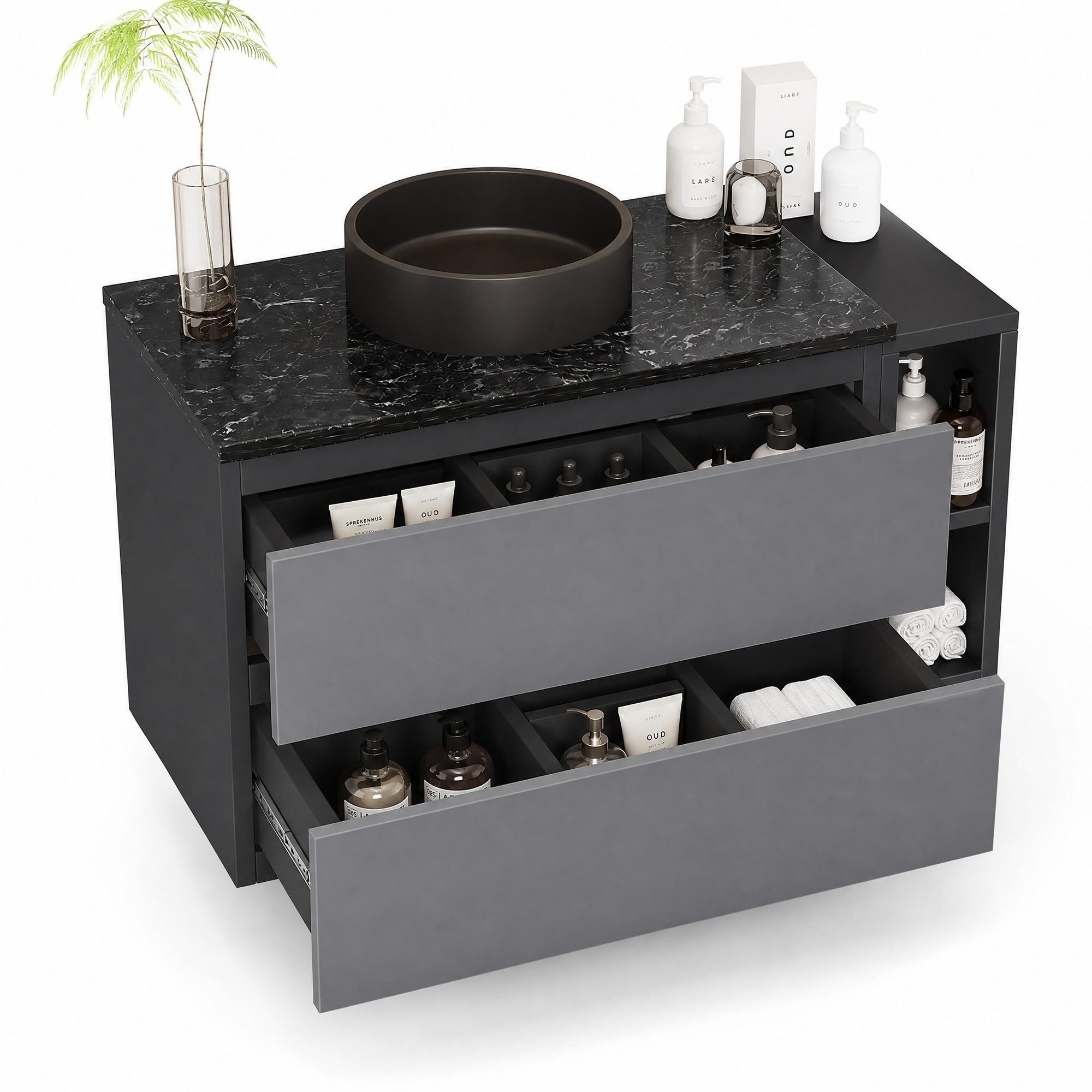 Beauniv Waschbeckenunterschrank Schwarz 44x48.5x80 cm