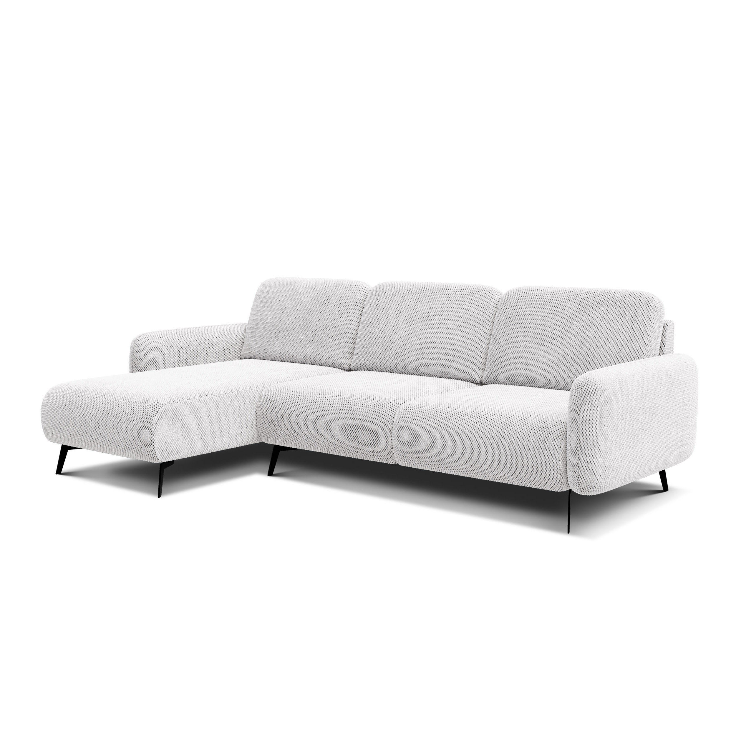 ECKSOFA FEBE 4-Sitzer links, creme - Creme/Schwarz, Holz/Textil (264/157cm) - Courtois Laville
