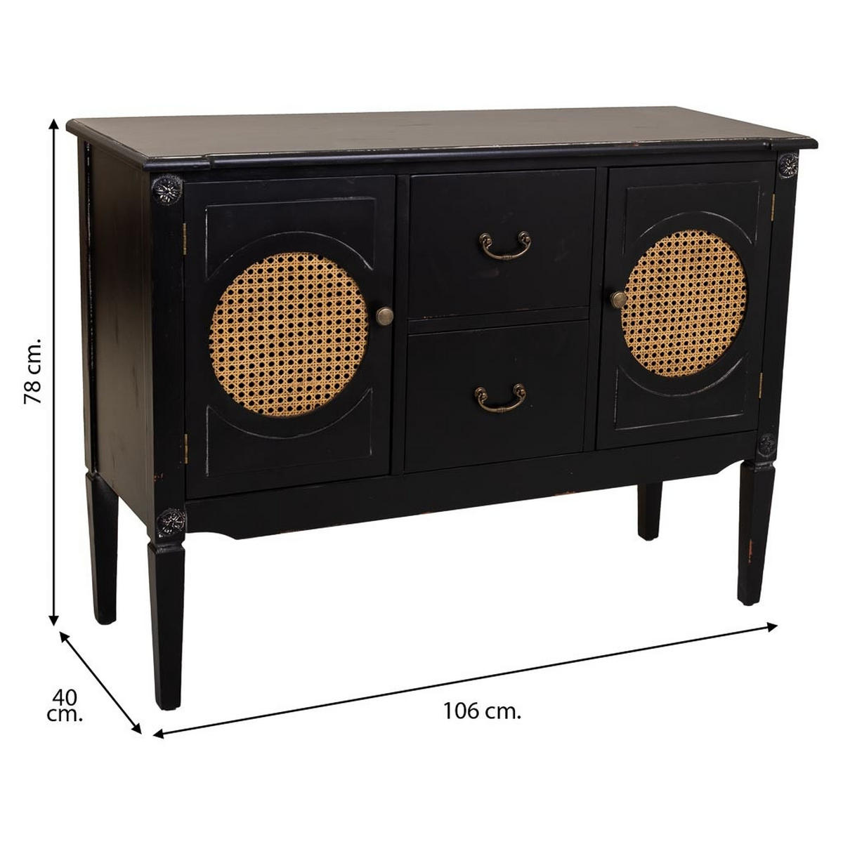 ANRICHTE 106x40x78 cm - Schwarz, Holz (106/78/40cm) - Wanderlust