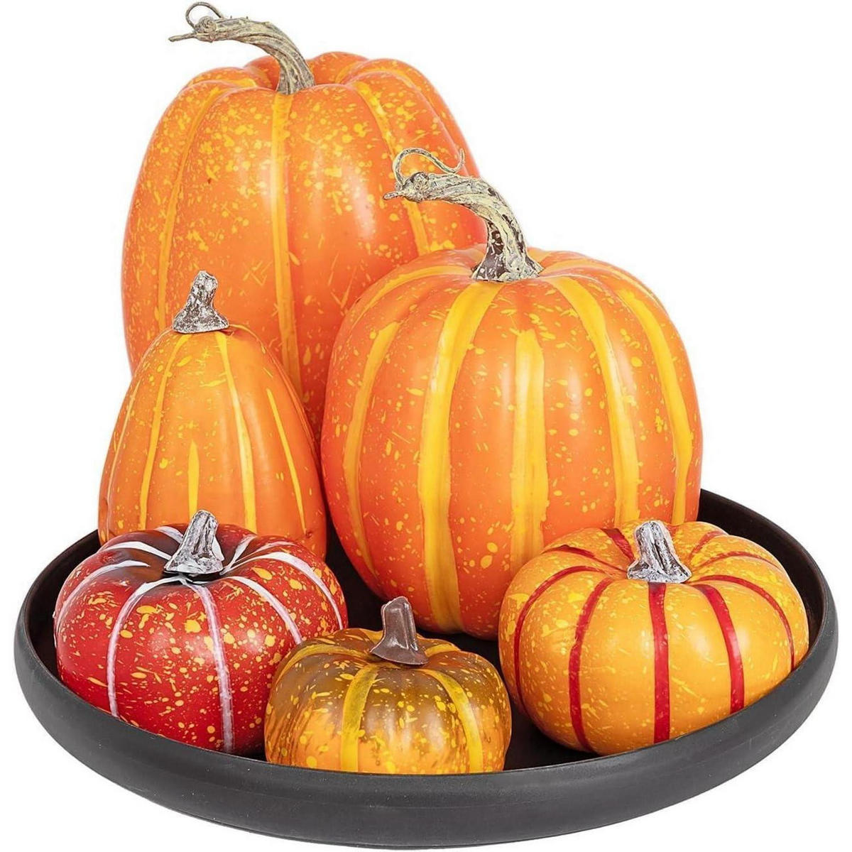 KÜRBISDEKORATION 12 Stück Set - Orange, Kunststoff (19cm)