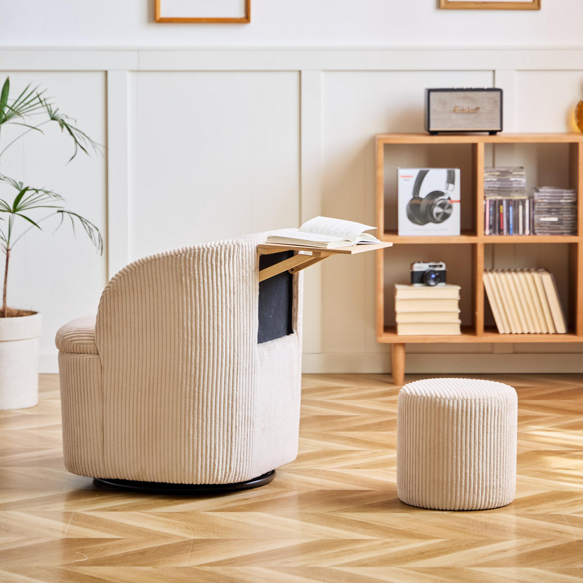 SESSEL Samt Beige - Beige, Textil (61/69/62.5cm) - Nordlys