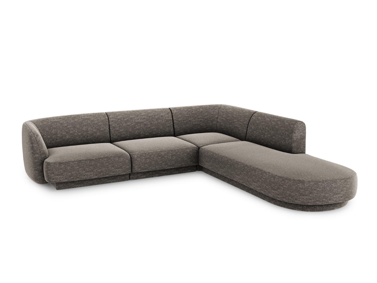 ECKSOFA rechts Miley aus Chenille-Stoff grau 6 Sitzplätze - Grau, Textil (248/255cm) - Micadoni