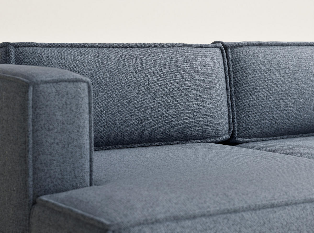 ECKSOFA MIT SCHLAFFUNKTION Velto Blau Grau Webstoff - Blaugrau/Schwarz, Holz/Holzwerkstoff (152/250cm) - Maison de Reve