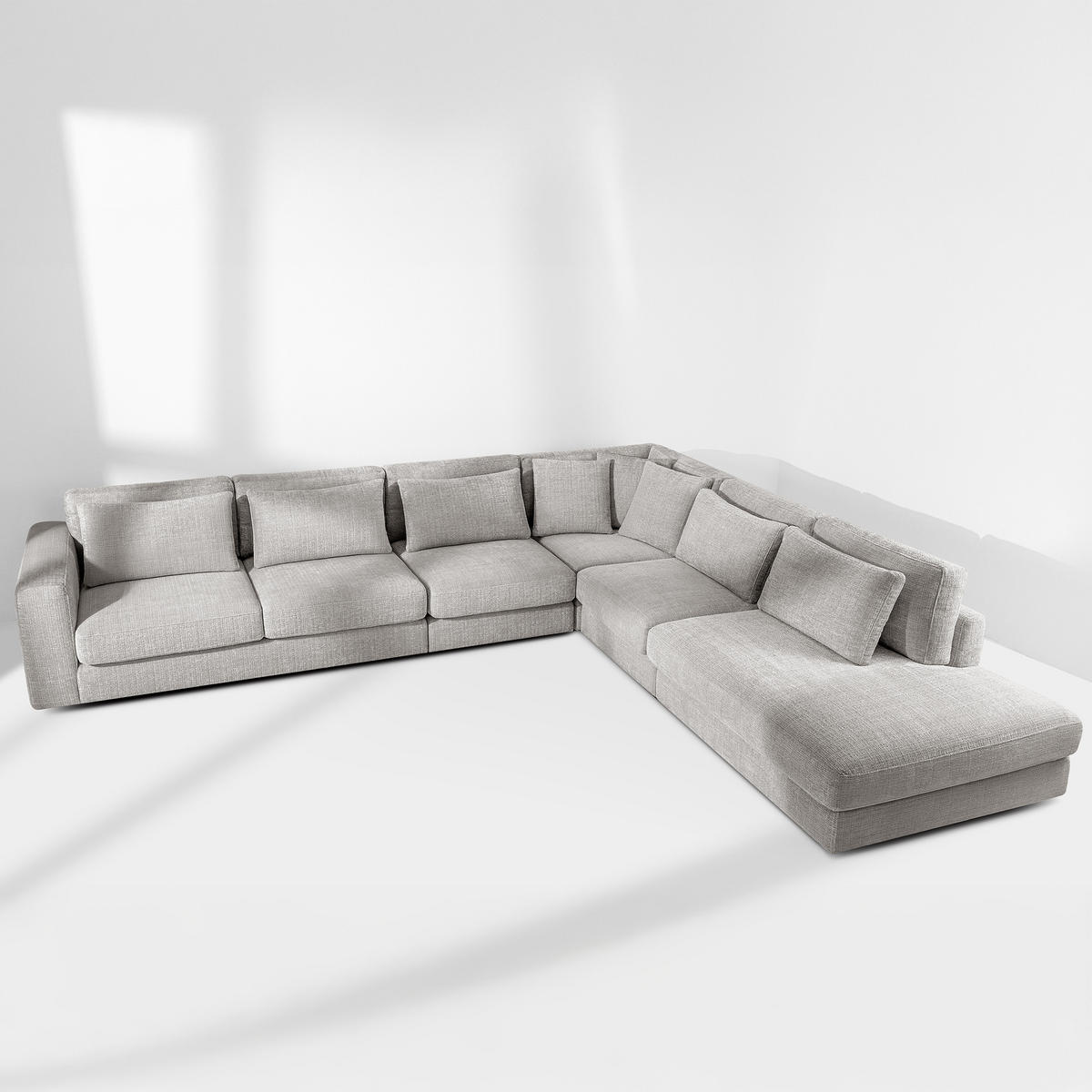 ECKSOFA XL rechts VERUS - Hellgrau, Holz/Holzwerkstoff (377/328cm) - KONSIMO®