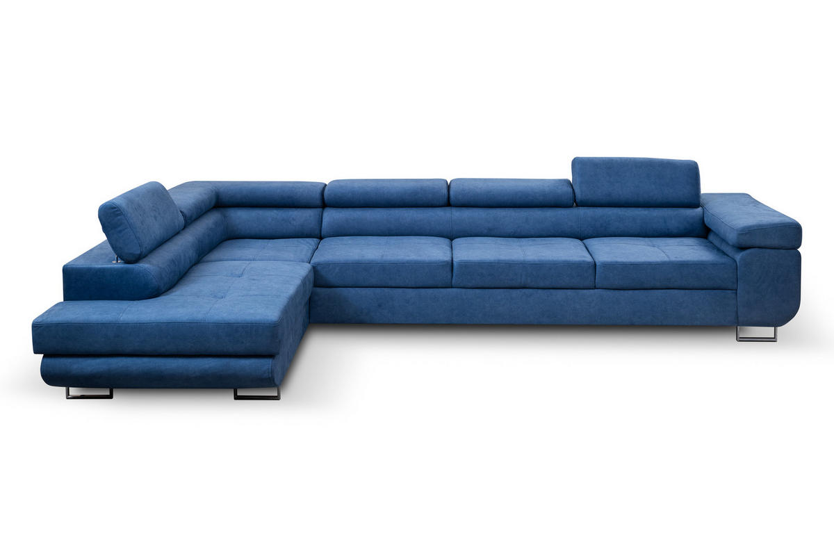 ECKSOFA Marlene IV L-Form mit verstellbaren Kopfstützen Schlaffunktion Bettkasten 347 cm links blau - Blau, Kunststoff (347/202cm) - Margaret Hadas24
