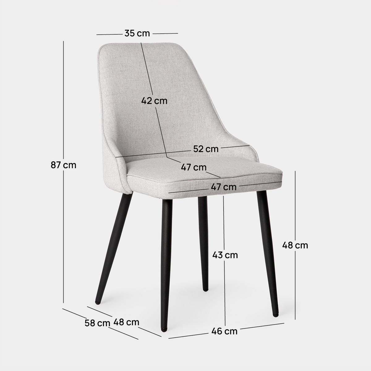 ESSZIMMERSTUHL Nika Grau 52 cm x 87 cm 2er-Set - Grau, Textil (52/87/58cm) - Klast Home