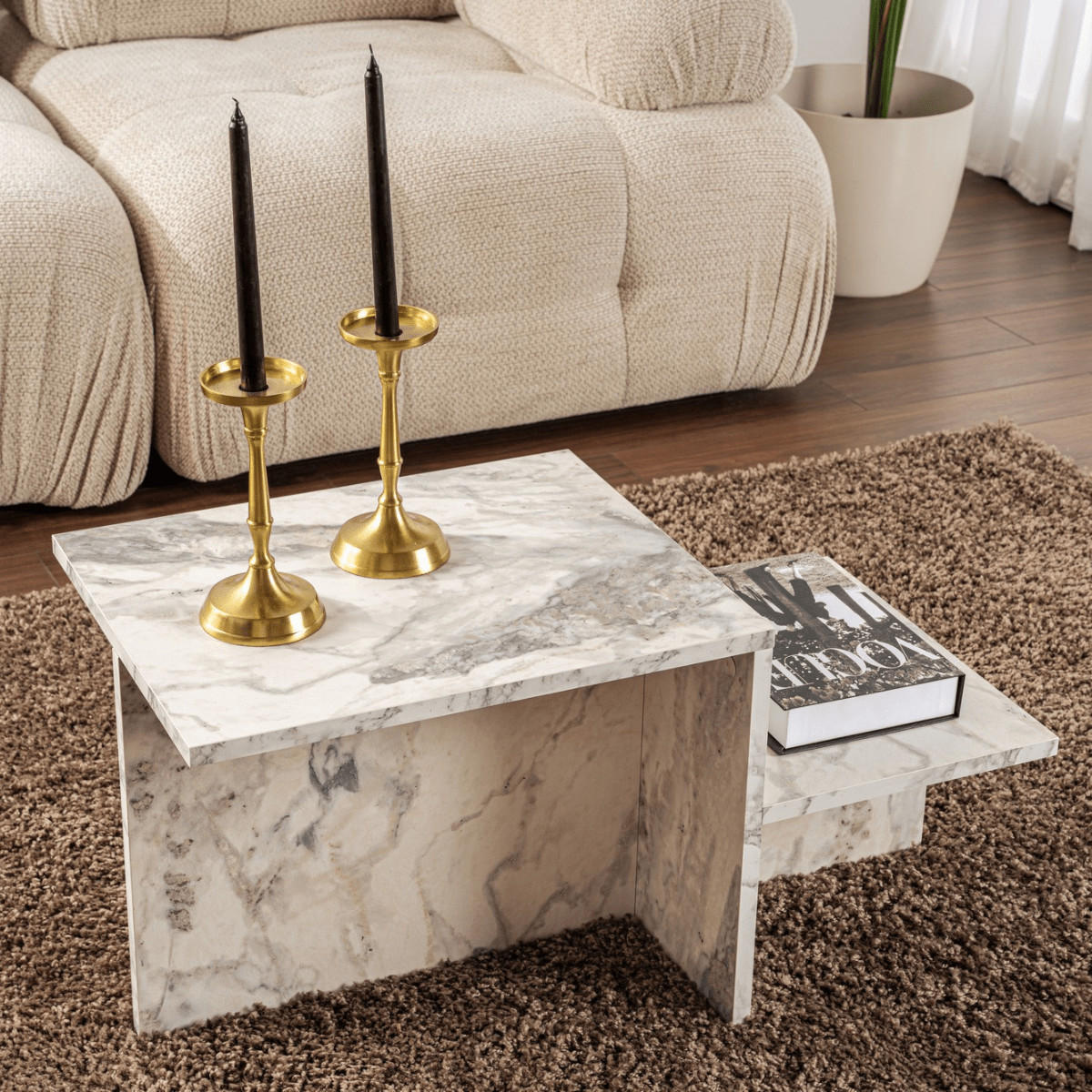 COUCHTISCH mit 2 Ebenen - harmony 77/40/40 cm - Weiß, Holzwerkstoff (77/40/40cm) - Calicosy