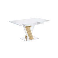 ESSTISCH ausziehbar 120 -160x80x75 cm - Hochglanz Weiß / Sonoma - ASIV - Eichefarben, Holzwerkstoff (120/80/75cm) - ALTDECOR