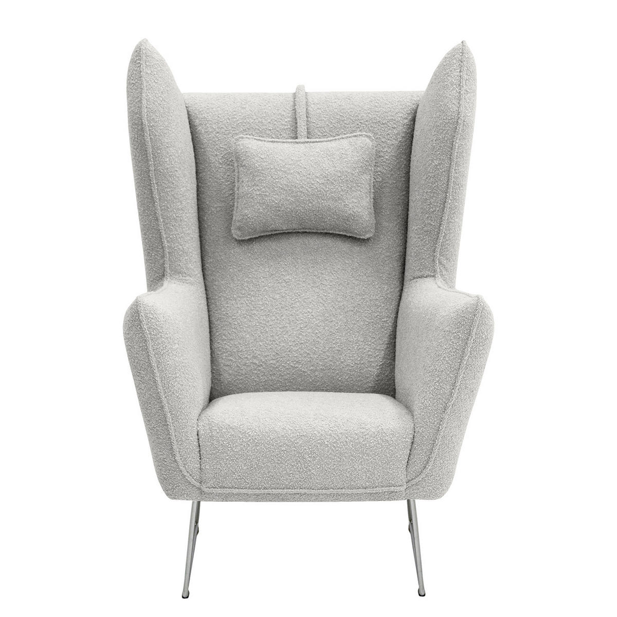 SESSEL - Chromfarben/Hellgrau, Textil/Metall (80/112/92cm) - home24