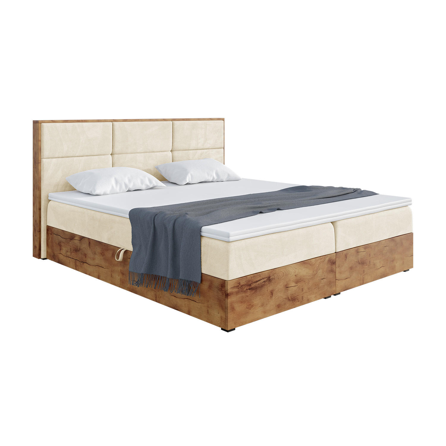 BOXBETT Lofty 2 - Beige/Schwarz, Holzwerkstoff/Textil (120/200cm) - Meblini
