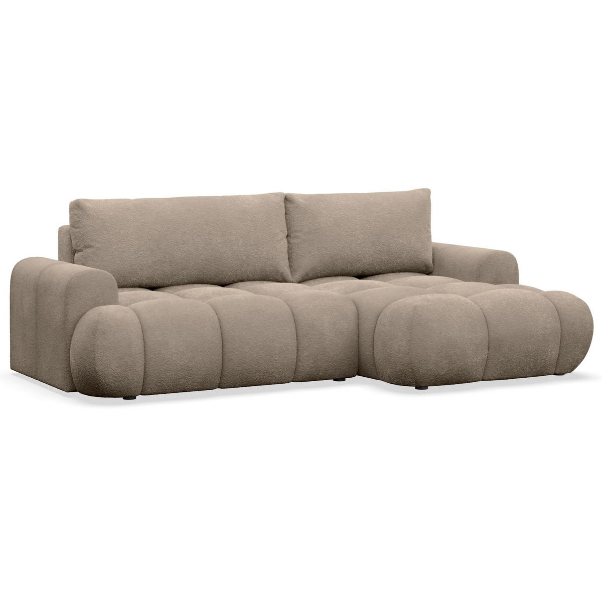 ECKSOFA Ombo Mini, Dunkelbeige Bouclé, rechtsseitig - Schwarz/Cappuccino, Kunststoff/Textil (155/246cm) - Selsey