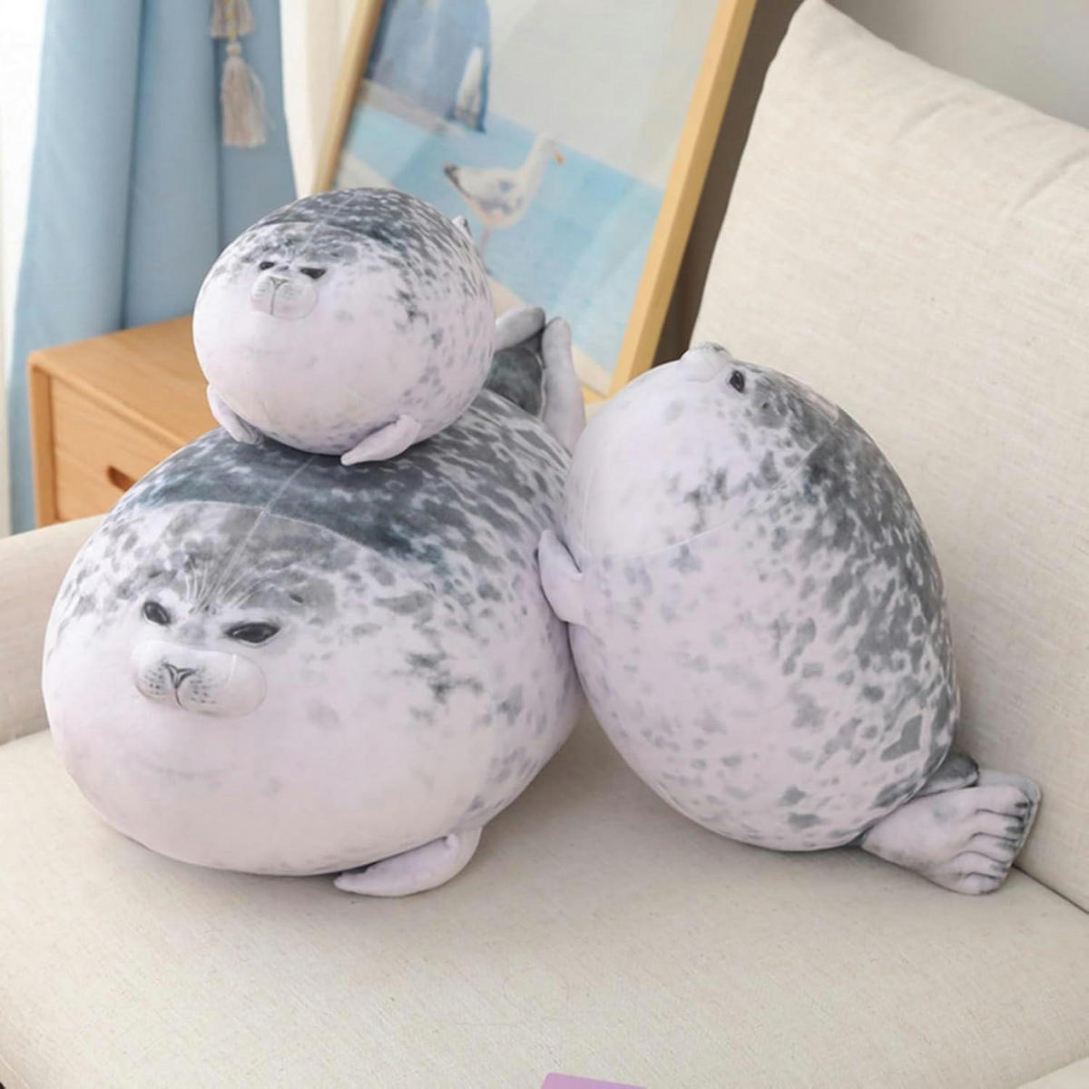 PLÜSCHKISSEN Seehund 30 cm - Grau, Textil (30/30cm)