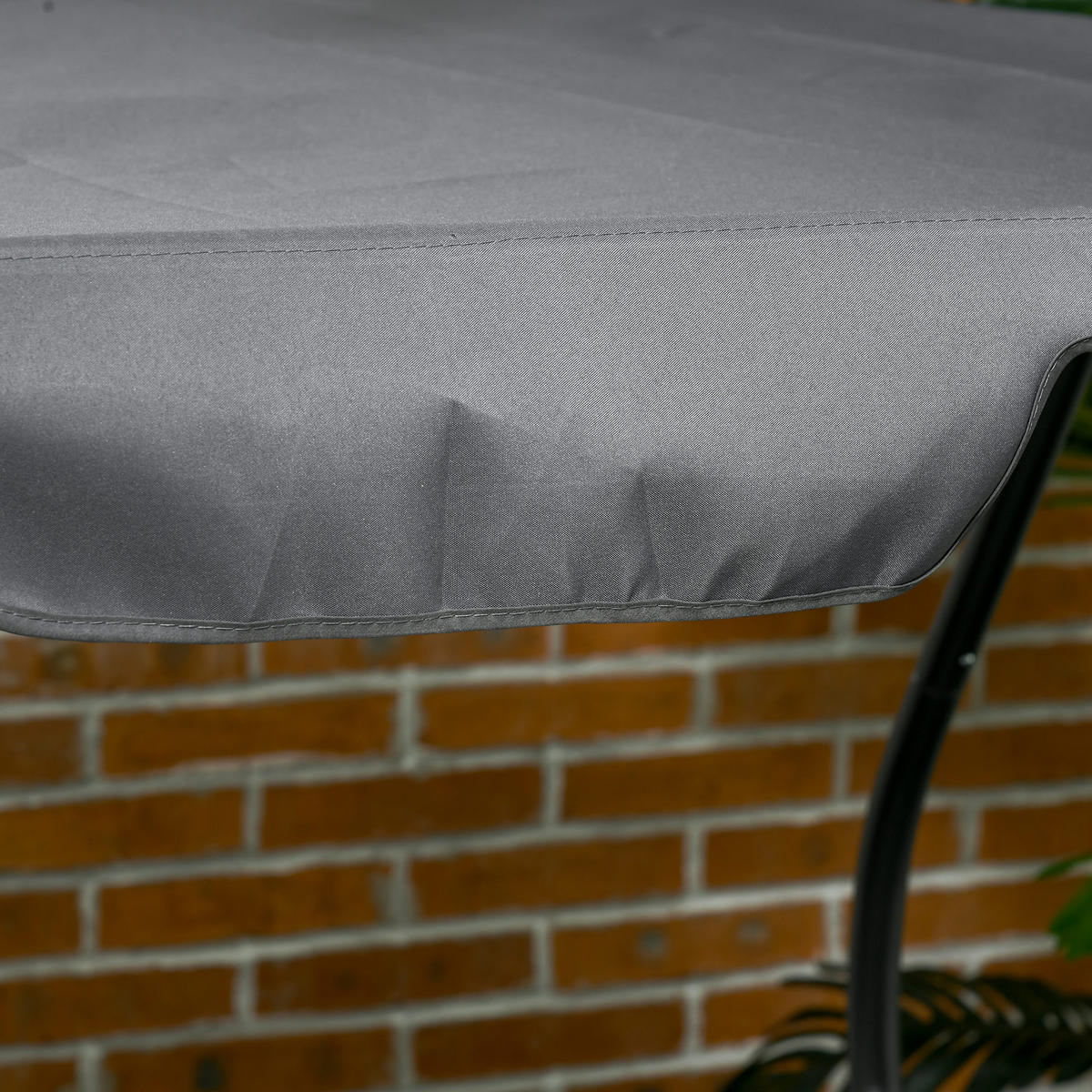 DOPPEL-SONNENLIEGE Gartenliege, mit Sonnendach, Rollen, Kopfkissen, Stahl, Dunkelgrau - Dunkelgrau, Kunststoff/Metall (139/140/200cm) - Outsunny