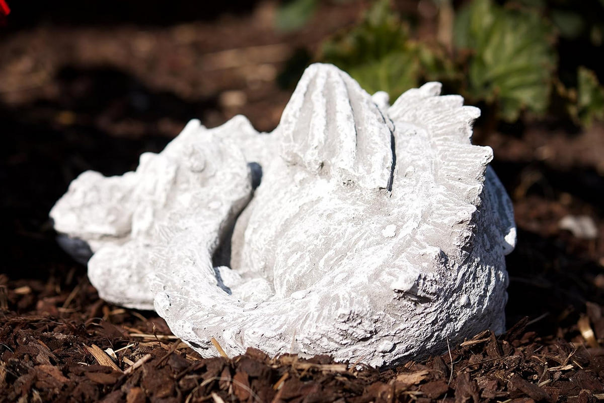 STEINFIGUR Drache Flokii, Frostfest, massiver Steinguss - Grau, Stein (26/12/20cm) - stoneandstyle